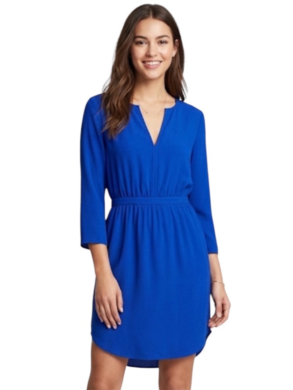 Madewell Silk Dress Women Cobalt Blue V-Neck Size 0 Pockets Wedding Guest